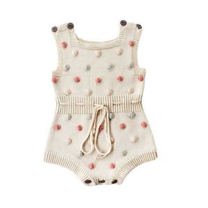 Bebek Örgü Bodysuits El-Yapımı Yün Topu Bebek Kız Kawaii Avrupa Tarzı Bebek Kız Bodysuits Kış Sıcak Giysiler 210701