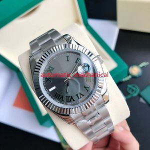 Высокое качество темно-серый римский циферблат 41 мм мужские часы 126334 из нержавеющей стали автоматические механические водонепроницаемые сапфировые роскошные наручные часы Ar089