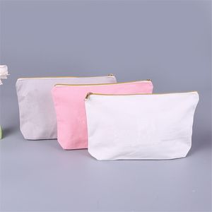Pink White Grey Large Canvas Zipper Pencil Cases Pen Pouch Cotton Cosmetic Bag Makeup Bags Mobile Phone Clutch Bag Organizer