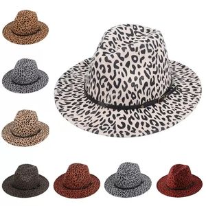 Chapéu das mulheres dos homens para as mulheres homens leopardo fedora chapéu mulher fedoras casual feltro chapéus fêmea masculino panamam cap jazz top caps