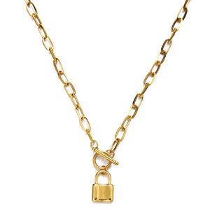 Hip-hop Jewelry Fashion Stainless Steel Padlock Pendant European And American INS Style Thick Square Chain One Word Short Necklace Clavicle