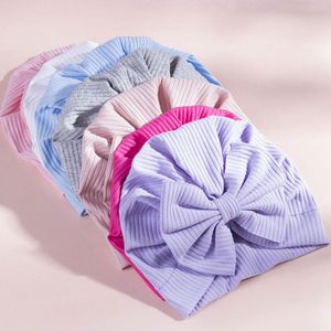 Newborn Baby Solid Color Bows Kids Beanie Hat Infant Warm Bowknots Caps Headwear Party Decor Fashion Accessories