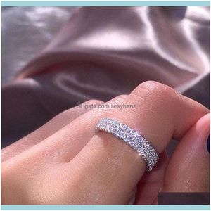 Cluster Rings Jewelrycircle Crytsal Pave Setting Ring Stainless Steel Quality Jewelry Sier Color Band Cocktail Party Finger Embellish Gifts