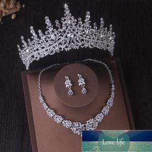Gorgeous Silver Color Crystal Bridal Jewelry Sets Fashion Tiaras Crown Earrings Choker Necklace Women Wedding Dress Jewelry Set Factory price expert design