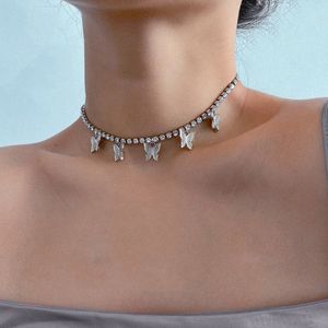 Shiny Zircon Butterfly Butterfly Coker Choker Light Luxury Aestethetic Niche Claugicle Серебряное Ожерелье Партия Ювелирные Изделия Женщины Подарки