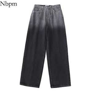 NBPM Fashion Washed Tie Dye Jeans Kvinna Hög Midja Baggy Jeans Flickor Streetwear Denim Trousers Wide Ben Byxor Baggy 210529