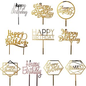 Cake Toppers Acrílico Feliz Aniversário Glitter Sobremesas Das Pastelarias Decorações De Aniversário Para Crianças Ou Adultos Cupcake Topper 27 Estilos