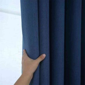 寝室のカーテンのための厚さのカーテンノルディックスタイルの寝室の生地のための寝室のカーテンのための窓の窓のためのブラインド高級青いドレープ210913
