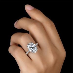 Vintage Oval cut 4ct Lab Diamond Promise Ring 100% Real 95 sterling Silver Engagement Wedding Band Rings For Women Jewelry