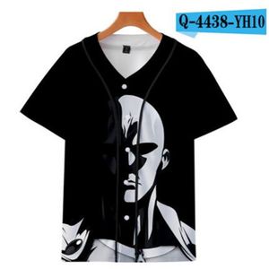 Custom Man Baseball Jersey Knappar Homme T-shirts 3D Printed Shirt Streetwear Tees T Shirts Hip Hop Kläder Fram och bak Skriv ut Bra 074