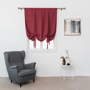1pc Curtain Tie Up Shade Rod Pocket Blackout Modern Solid European And American For Kitchen Bathroom Window Adjustable & Drapes