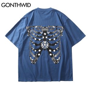 Tees Shirts Hip Hop Bandana Paisley Mönster Skull Print Kortärmad Tshirts Streetwear Fashion Harajuku Bomull Tops 210602