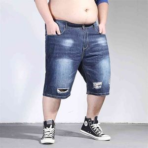 Mäns Shorts Stora Storlekar Sommar Man Bermuda Jeans Torn Big Breeches Destrassed Denim Ripped Short Men Plus Size 210716