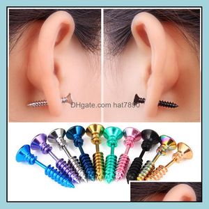 Ohrstecker Schmuck 10 Farbkörper Piercings Titan Stahl Schraube Bolzen Bauchringe Zungenlippe Piercing 60pcs T1C137 Drop Lieferung 2021 XID8