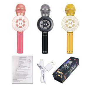 WS669 Microfone Colorido LED Luzes Celulares Microfone Karaoke Microfone Sem Fio Estúdio Conferência MIC