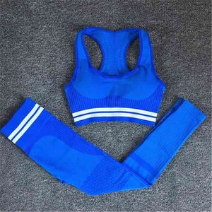 Sömlös yoga uppsättning sportkläder kvinnor gym träning fitness kläder kvinnlig kostym hög midja legging s bra tracksuit 210802