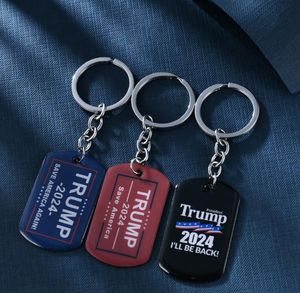 2024 Trump Key chain US Party Favor President Election Flag Pendant Stainless Steel Tags Ill Be Back Keyring SN5975