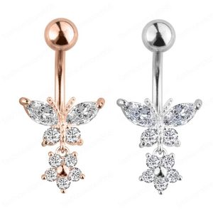 Sexy Schmetterlings-Bauchnabelringe aus Edelstahl, Ohrpiercings, Nabelpiercing, Körperschmuck