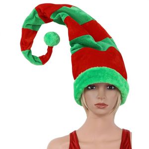 1PC面白いパーティーの帽子クリスマス帽子ホリデーテーマ帽子長いストライプフェルト豪華なエルフハットクリスマスパーティーアクセサリー赤と緑
