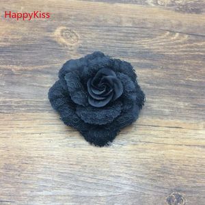 Saç Için Siyah Çiçekler toptan satış-HappyKiss Adet Çiçek Saç Jewerly Gelin Klip Aksesuarları Kadınlar Için Düğün Broş Siyah El Sanatları Dekoratif Çiçekler Çelenkler