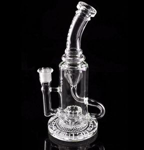 9.5 인치 Mother-ships Tall Klein glass bong Dab Rig Glass honeycomb perc hookahs Oil Rigs Recycler 흡연 물 파이프 Clear dab rigs joint 14.4mm