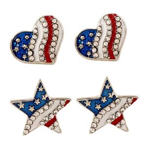 Kadın Rhinestone Yıldız Aşk Kalp Amerikan Bayrağı Kulak Çiviler Piercing Küpe Hediye Küpe 2020 Moda Kulak Çiviler Küpe Hediye Q0709