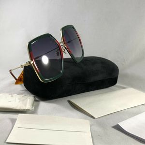 0106s Sonnenbrille für Frauen, Markendesign, randloser Rahmen, Verbindungslinse, UV400-Beschichtung, Spiegellinse, Steampunk, Sommer, großer Stil, mit Etui