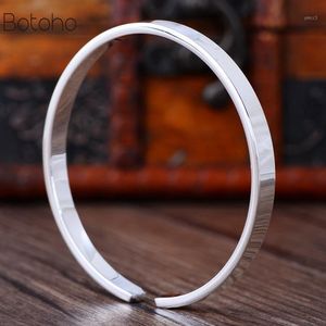 Äkta 999 Pure Silver Simple Bangles for Women Men Parjubileumsgåvor Vintage Cool Fashion Jewelry Pulsera Gratis leverans Bangle