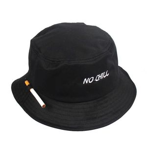 Wholesale Men Women Cigarette Embroidery Bucket Hat Hip Hop Fishing Cap Adult Panama Bob Hat Summer Lovers Flat Hat Q0805