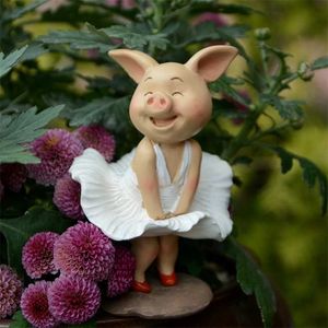 Everyday Collection Year Cute Pig Figurine Miniature Fairy Garden Decoration hogar ornaments Home Desk Decor Gift 211101