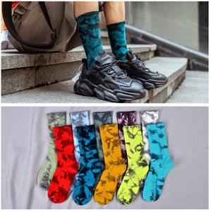 New Arrival Mężczyźni Skarpetki Tie-Dye Oddychające Skarpety Bawełniane Casual Kolorowe Nowość Pattern Funny Socks