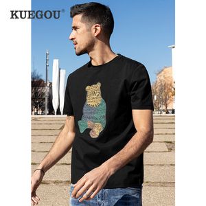Kuegou Clothing Men's Tシャツ半袖ファッションWinny Pooh Bear Print Tshirt Summer High Quality Teetop Plus Size 10895 210524