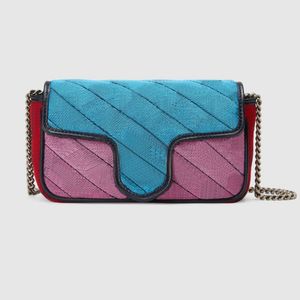 Borsa a catena super mini multicolore 4 colori 16,5 cm Portachiavi da donna con patta colorata piccola all'interno della tracolla