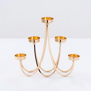 Ljushållare 5 armar guld ljusstake romantisk stearinljus centerpieces för bröllopsfest bord dekoration hem votive