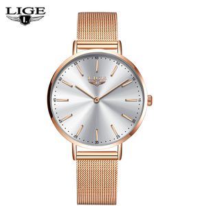 Luxury Brand LIGE Rose Gold Watches For Women Waterproof Wrist watch Fashion Ladies Bracelet Sport Quartz Clock Relogio Feminino 210517