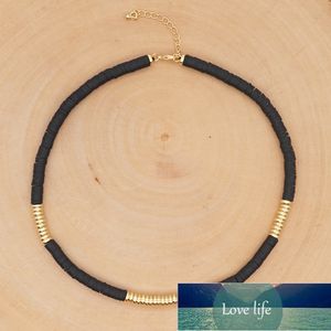 Go2boho Ожерелье Женщины Винил Heishi Disc 6 мм Бусины Choker Ожерелья Полимерная Глиняная Глиняная Цепь из нержавеющей стали