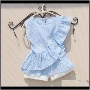 Baby Clothing Baby Kids Maternity Drop Delivery 2021 Casual Blouse Girl Arrival Summer Solid White Blouses Cotton Ruffle Sleeve Less Red Shir