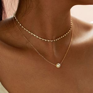 Doppelschichtige Strass-Klauenkette-Choker-Halskette für Damen, Perlen-Anhänger-Halskette, Kragen, Modeschmuck, Goldfarbe