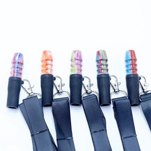 Bunte tragbare Harz Silikon Shisha Shisha Rauchen hängende Filter Mundstück Halter Tipps hängen Seil Lanyard Halskette Anhänger DHL frei