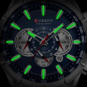 CURREN Watches Creative Big Dial Mens Watches Top Brand Luxury Blue Quartz Wristwatch Men Chronograph Clock Relogio Masculino 210517