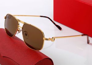 Hochwertige Vollformat-Sonnenbrille für Herren und Damen, Goldrand, runde Brille, Master-Designstile, Metallkopf, geeignet für alle Arten von Gesichtern, passende Box