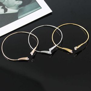 Trendy Jewelry Bangles para Mulher Girls Girlling Double Crystal Ajustável Aberto Cuff Braceletes Melhores Presentes para o Ano Novo Q0719