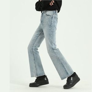 Mäns Jeans 2021 Män High Street Hip Hop Casual Small Flare Pant Male Japan Korea Style Vintage Denim Trousers