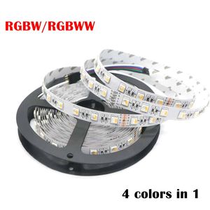 RGBW LED 스트립 5050 SMD DC12V 24V 유연한 빛 4 색 1 LED 칩 60 LED / M 비 방수 5m / lot