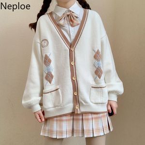 Japanische Pullover Frauen Adrette Strickjacke Übergroße Outwear Stickerei Sueter Mantel Chic Winter Kleidung 4F579 210422