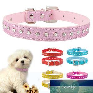 Pink Color 1 Row Rhinestone Dog Collar Diamante Crystal Pet Cat kitten Collars Pu Leather XS S M For Chihuahua