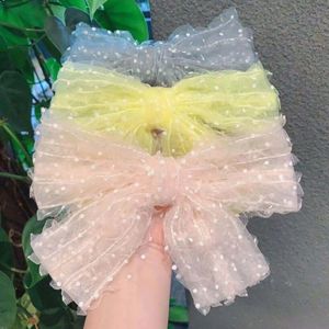 Coréia Oversized Bow Lace Flower Fita Cabelo Grampo Big Bow Dots Dots Headband Lace Net Fio De Pano De Pano De Cabelo Acessórios De Cabelo