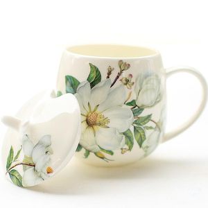 Muggar Europa Noble Bone China Coffee Cup Spoon Set 400 ml Luxury Ceramic Mug Top-klass Porslin Tea Cafe Party Drinkware