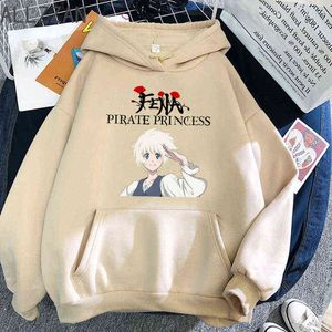 Anime Korsan Prenses Baskı Hoodie Sonbahar Kış Kadın Moda Harajuku Grafik Üst Hoodies Öğrenci Rahat Uzun Kollu Giysi Y211122