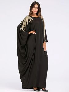Casual Dresses Loose Muslim Abaya Dress Women Batwing Sleeve Beading Islamic Clothing Jubah Long Robe Kimono Turkey Islam Caftan Maxi